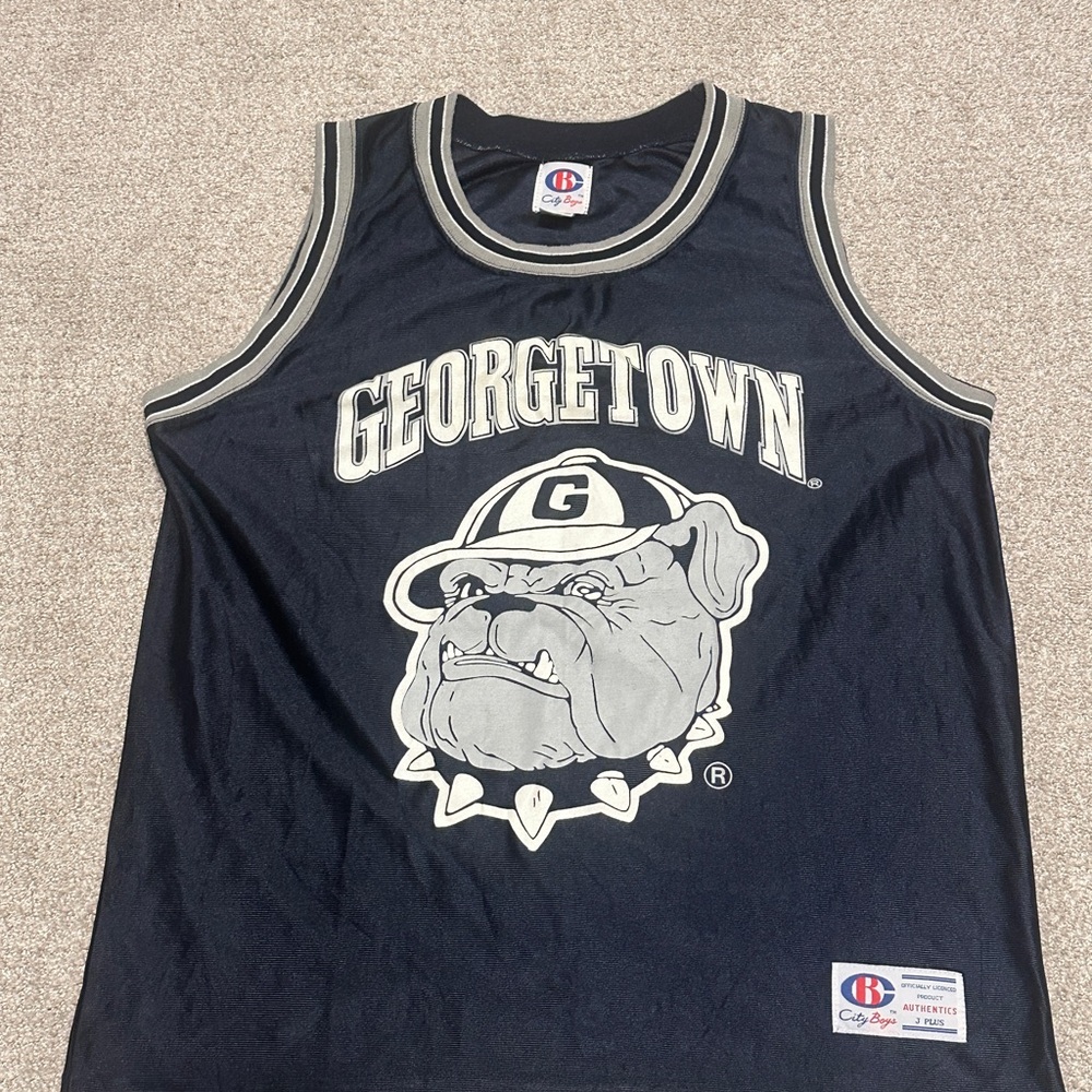 Vintage Champion Navy and Gray Georgetown Bulldog Tank Jersey